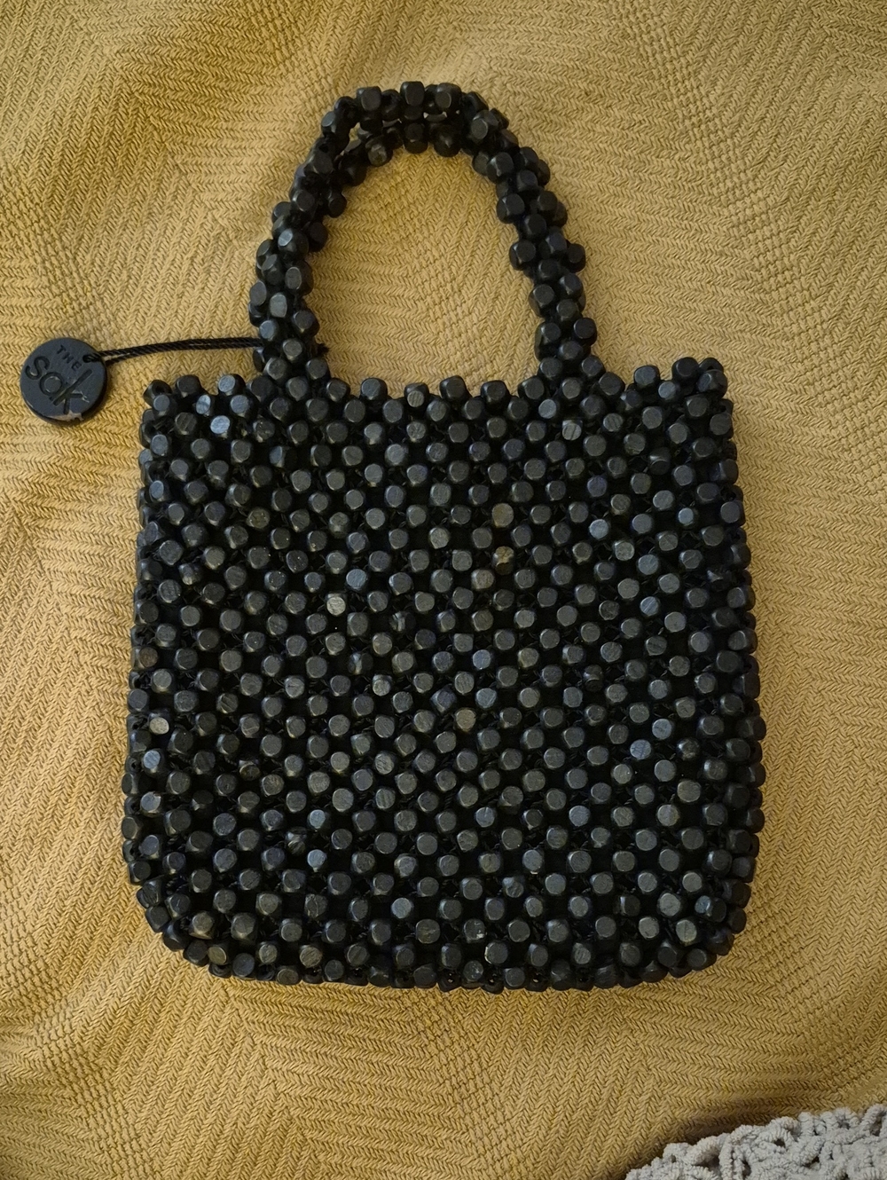 The Sak Black Wooden Beaded Tote Bag
